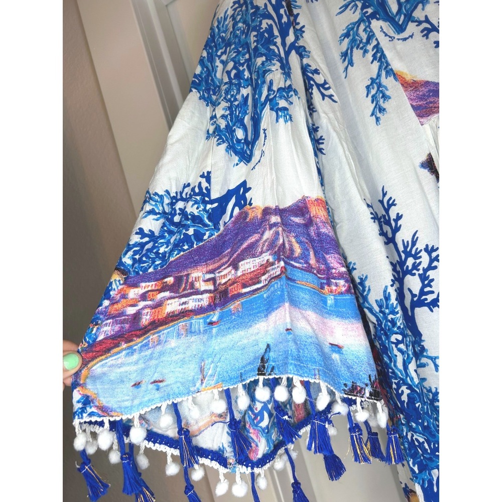 NEW Antica Sartoria Giacomo Cinque Positano Coral Print Sequin Tassel Dress L/XL - Picture 5 of 10